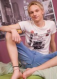 Blond gay boy Kenny self-fingering his tight ass